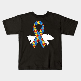 Mama Bear Autism Awareness Puzzle Piece Support Autistic Kids T-Shirt